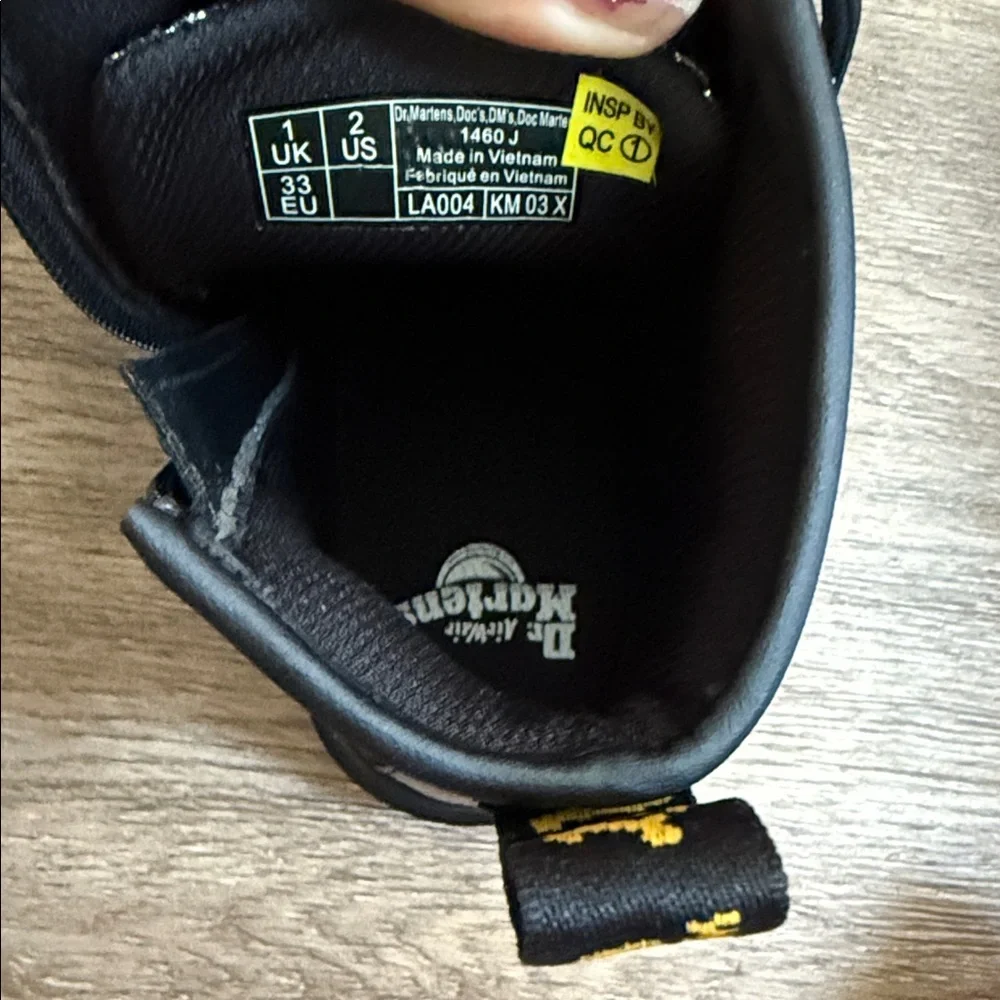 Dr. Martens Black Glitter Kids Boots with Turquoise & Purple Flower Patches